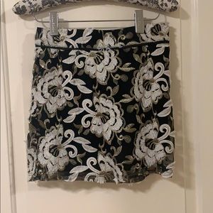 Forever 21 Floral Skirt - black and gold